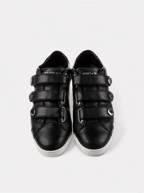 Jimmy Choo Black Leather Velcro Strap Sneakers